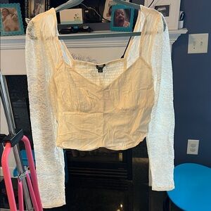 Wild Fable Lace Long Sleeve Top - Cream